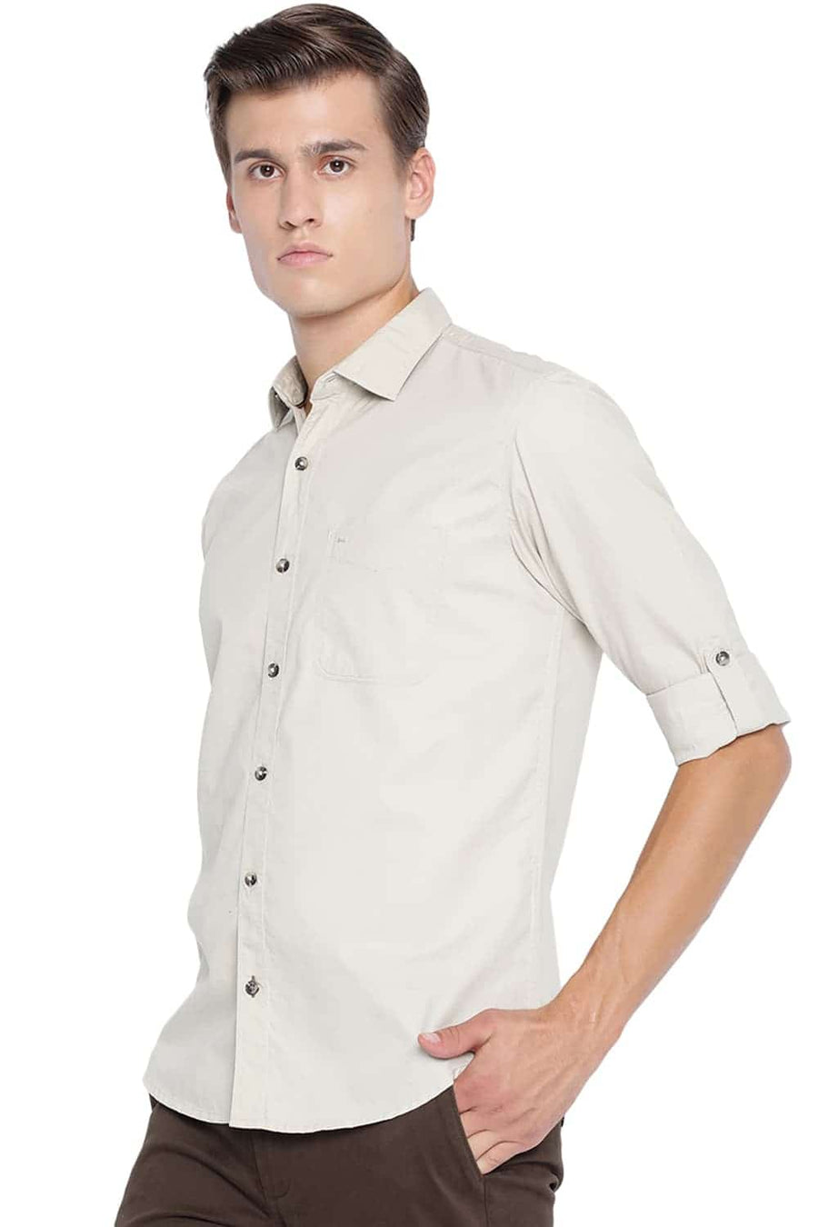 BASICS SLIM FIT LONDON FOG TWILL SHIRT