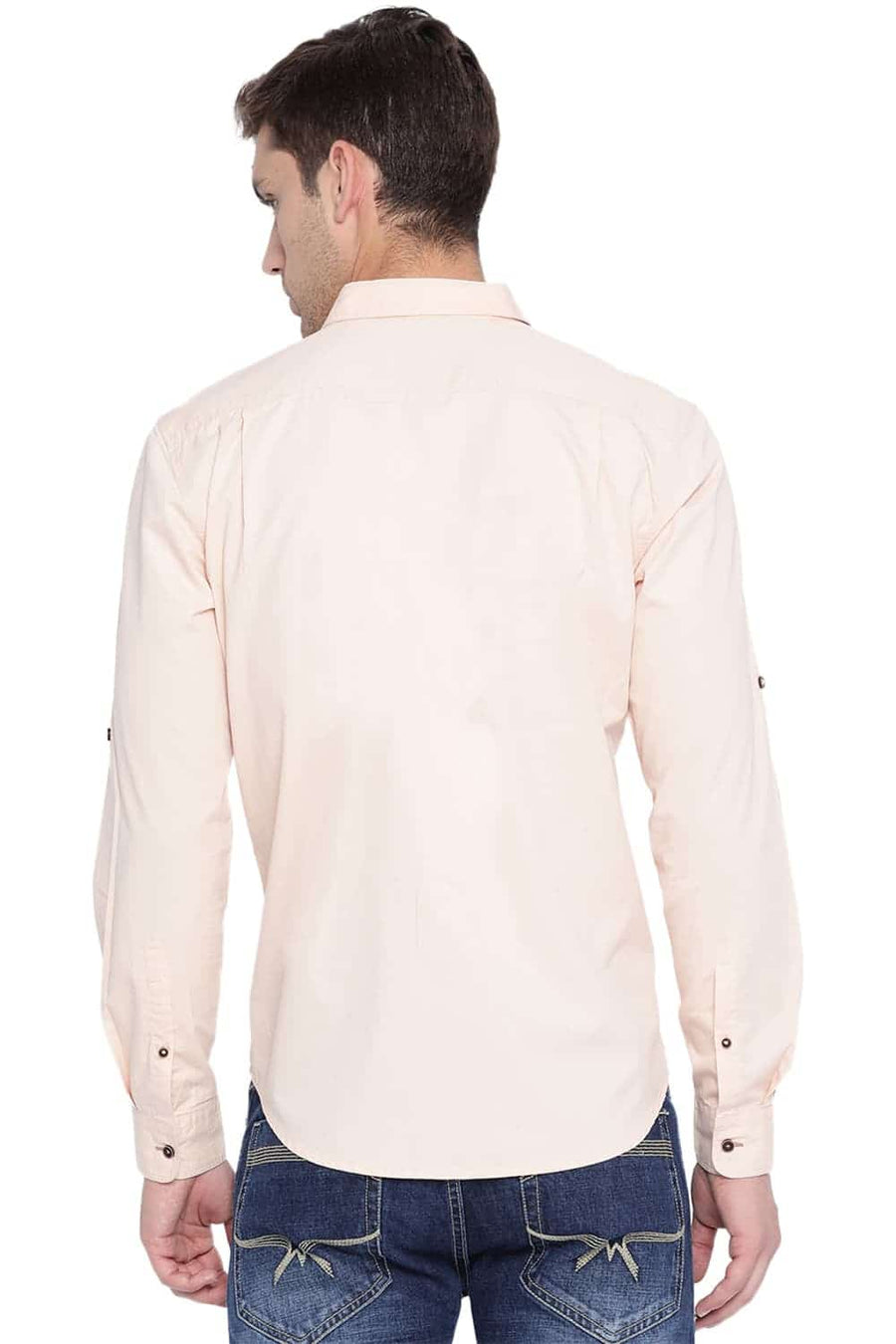 BASICS SLIM FIT MELLOW ORANGE TWILL SHIRT