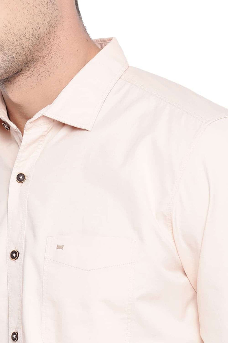 BASICS SLIM FIT MELLOW ORANGE TWILL SHIRT