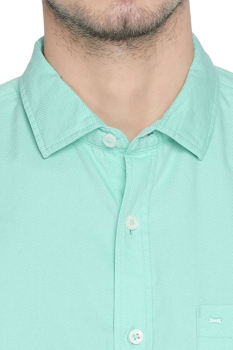 BASICS SLIM FIT OPAL GREEN STRUCTURE SHIRT