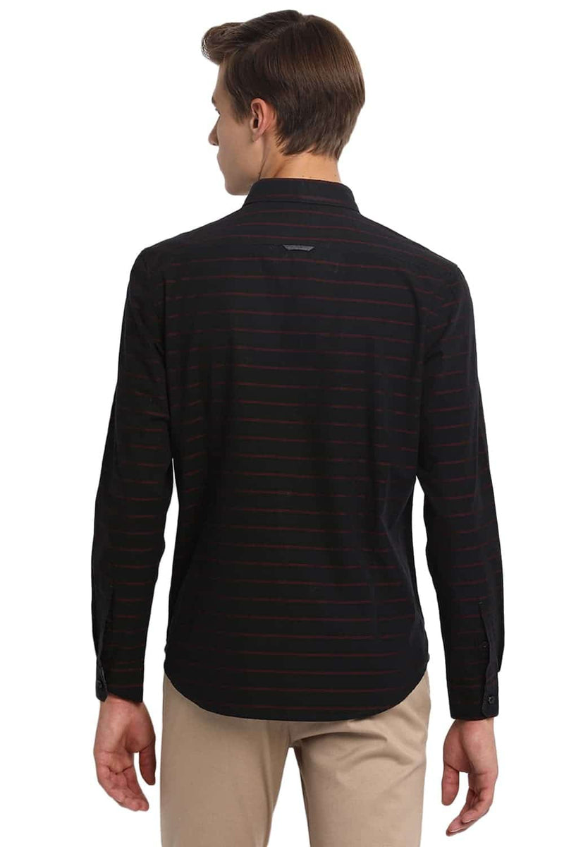 BASICS SLIM FIT WEFT STRIPES SHIRT