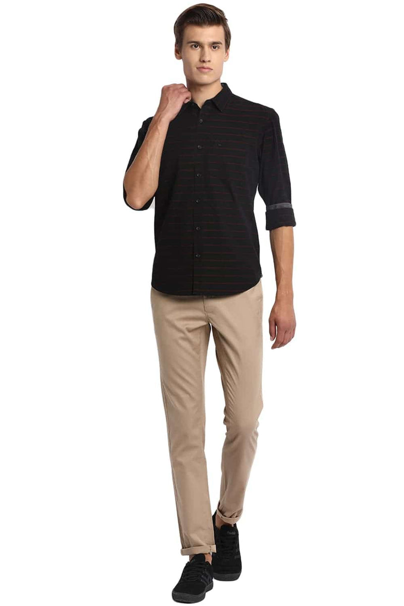 BASICS SLIM FIT WEFT STRIPES SHIRT