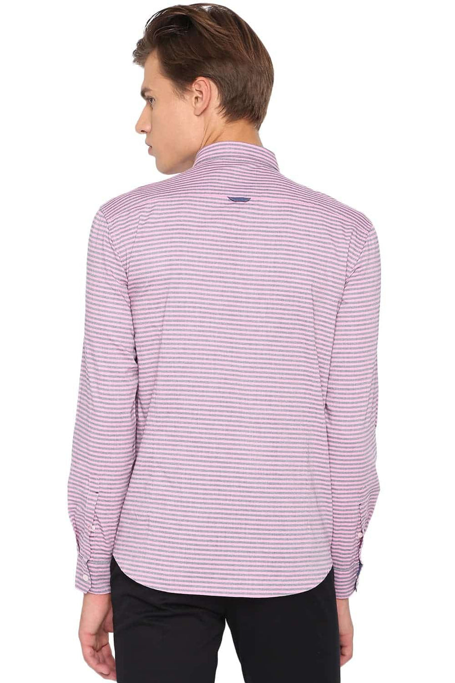 BASICS SLIM FIT QUARTZ PINK WEFT STRIPED SHIRT