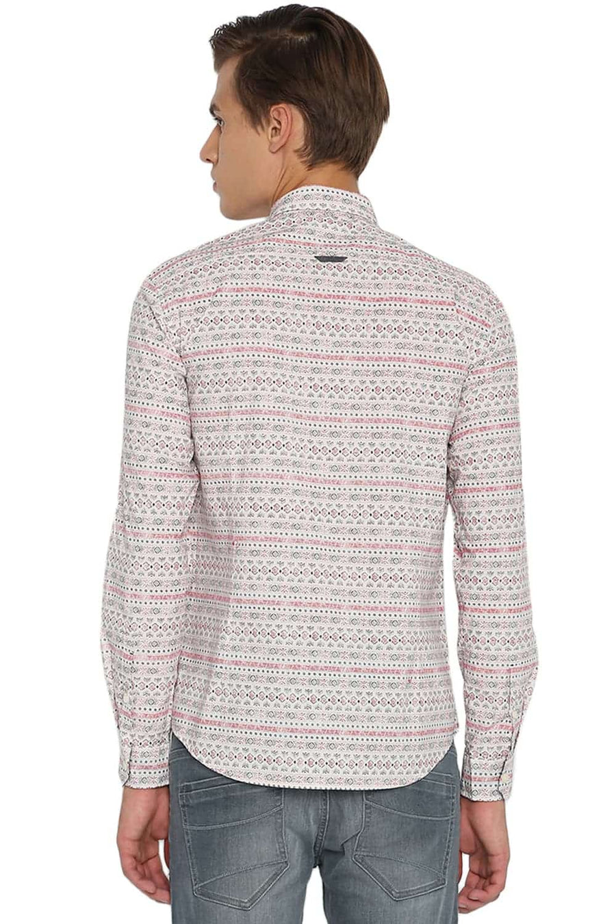 BASICS SLIM FIT ECRU PETAL PRINTED SHIRT