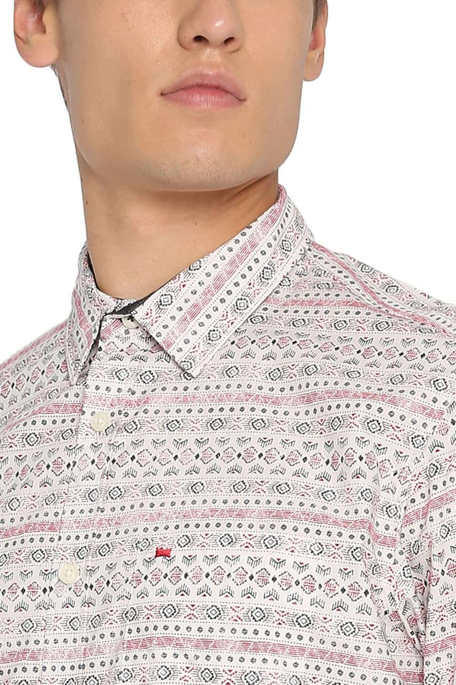 BASICS SLIM FIT ECRU PETAL PRINTED SHIRT