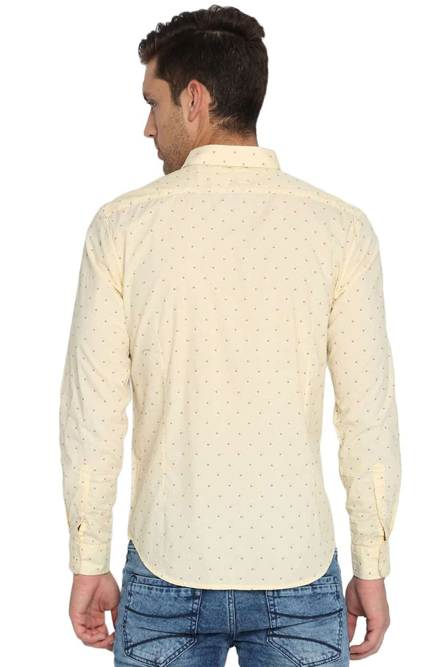 BASICS SLIM FIT MELLOW YELLOW PRINTED SHIRT