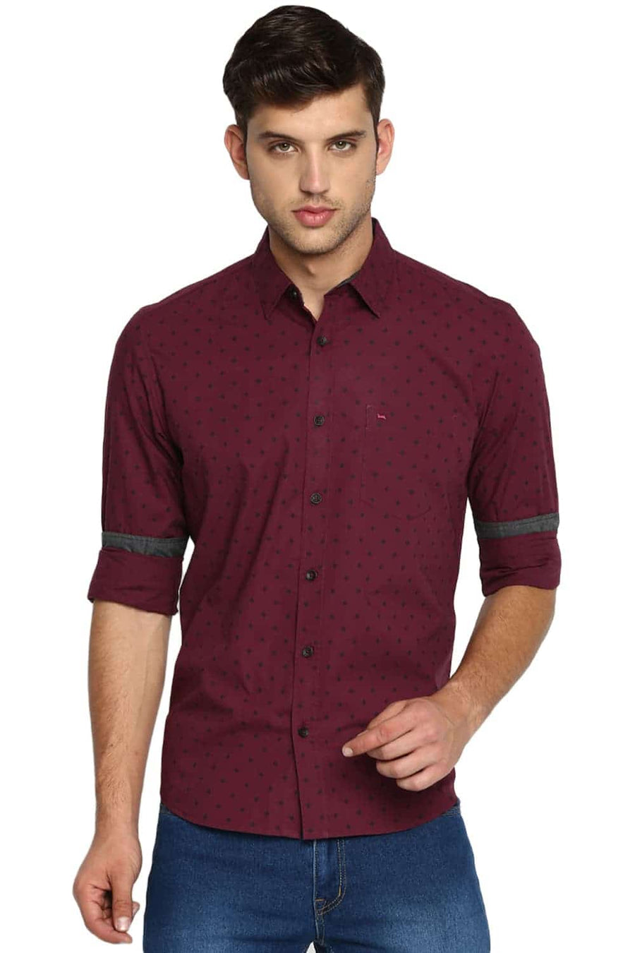 BASICS SLIM FIT PURPLE POTION PRINTED SHIRT