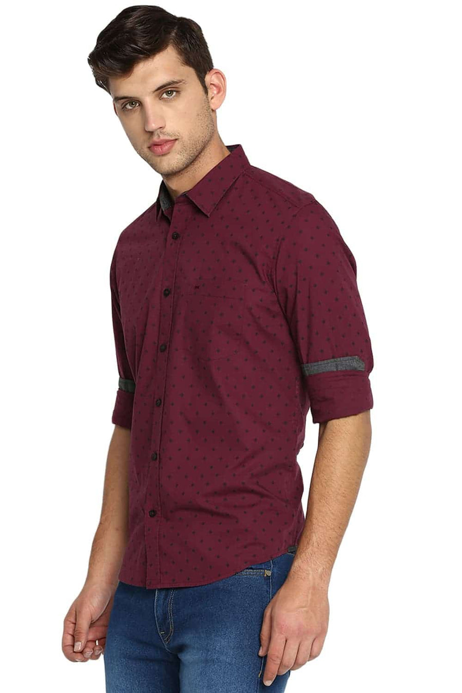 BASICS SLIM FIT PURPLE POTION PRINTED SHIRT