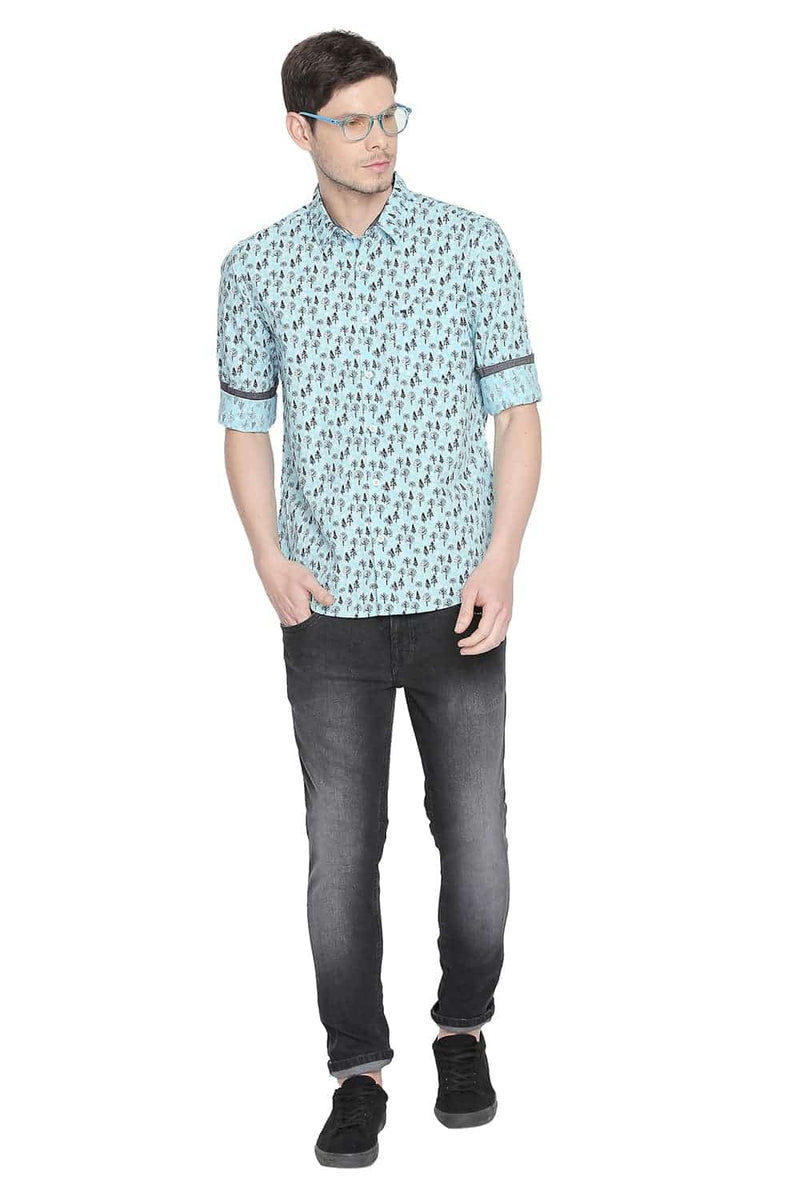 BASICS SLIM FIT PRINTED SHIRT