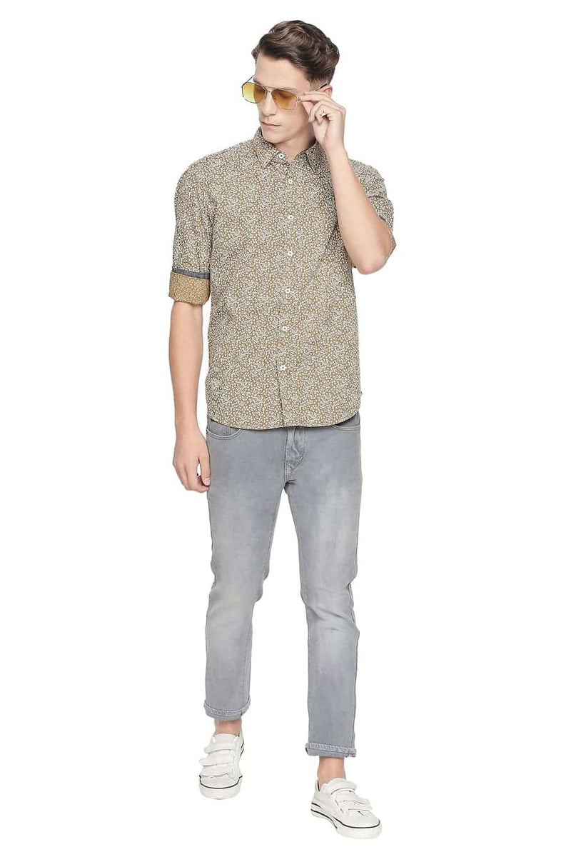 BASICS SLIM FIT PRINTED SHIRT