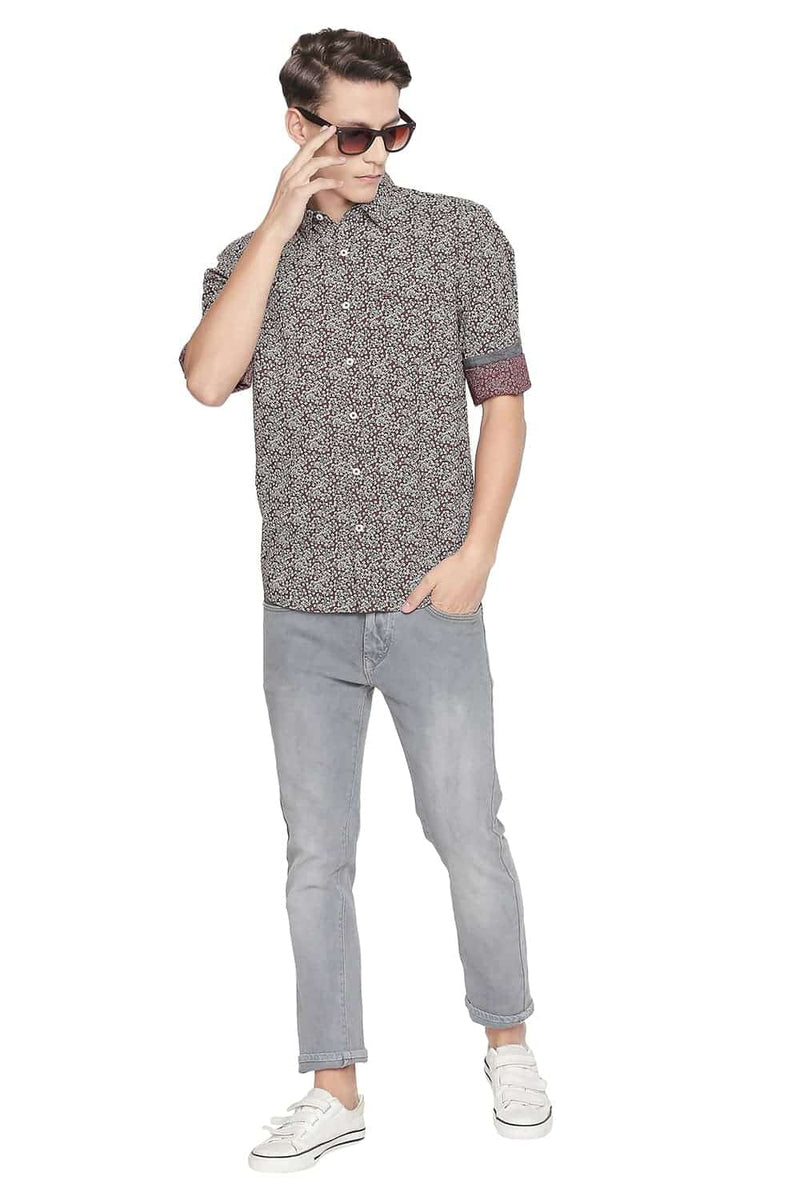 BASICS SLIM FIT PRINTED SHIRT