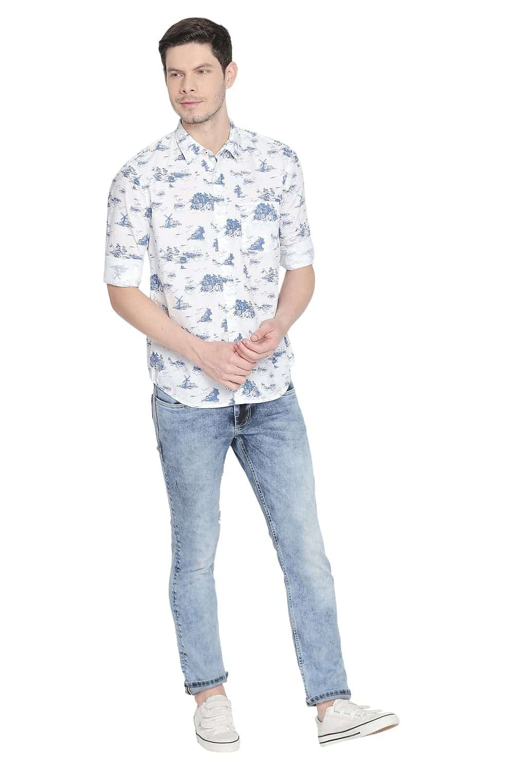 BASICS SLIM FIT PRINTED SHIRT