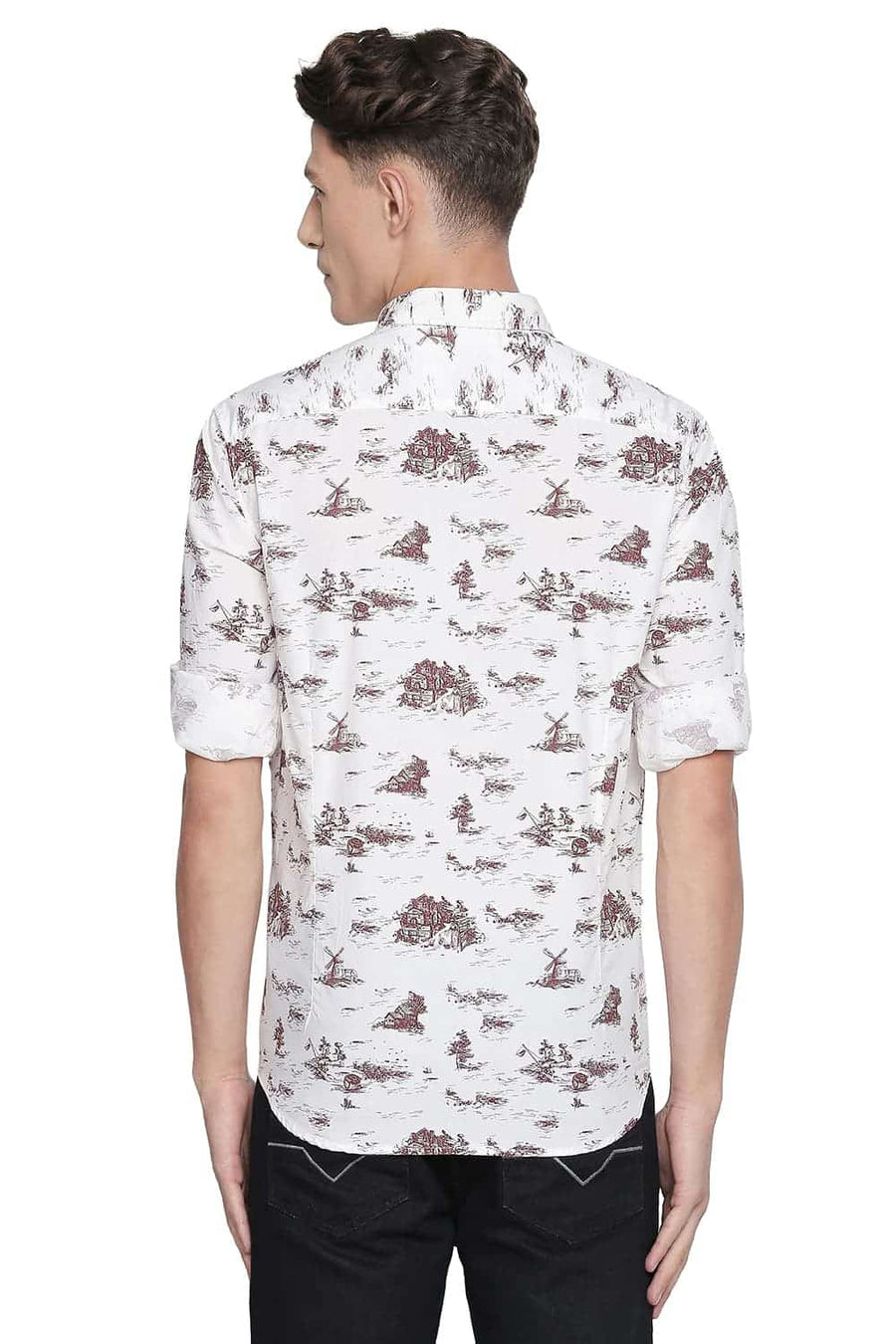 BASICS SLIM FIT ROSE WOOD PRINTED SHIRT