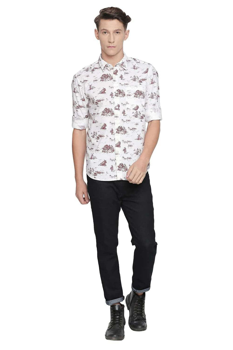 BASICS SLIM FIT PRINTED SHIRT