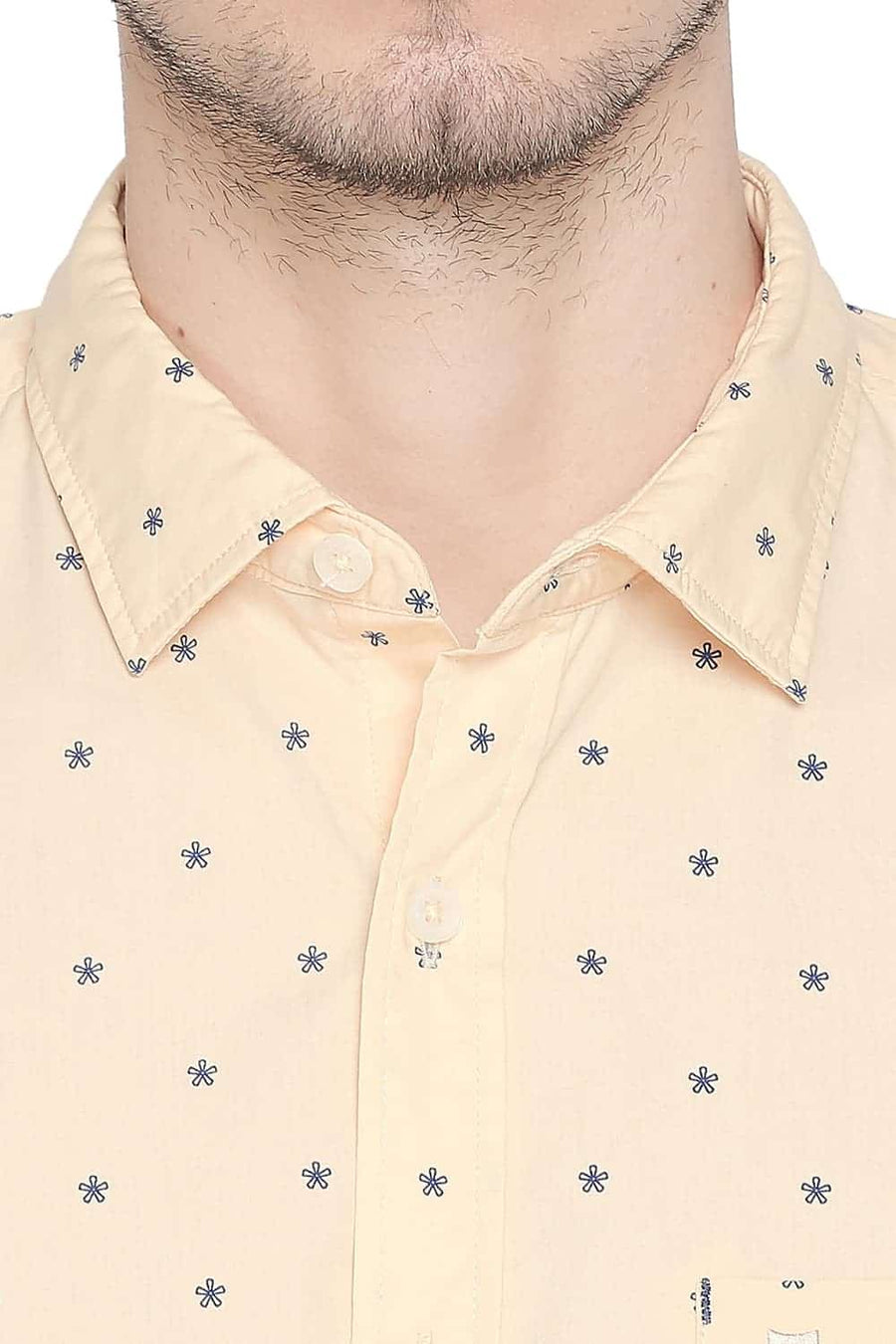 BASICS SLIM FIT IMPALA ORANGE PRINTED SHIRT