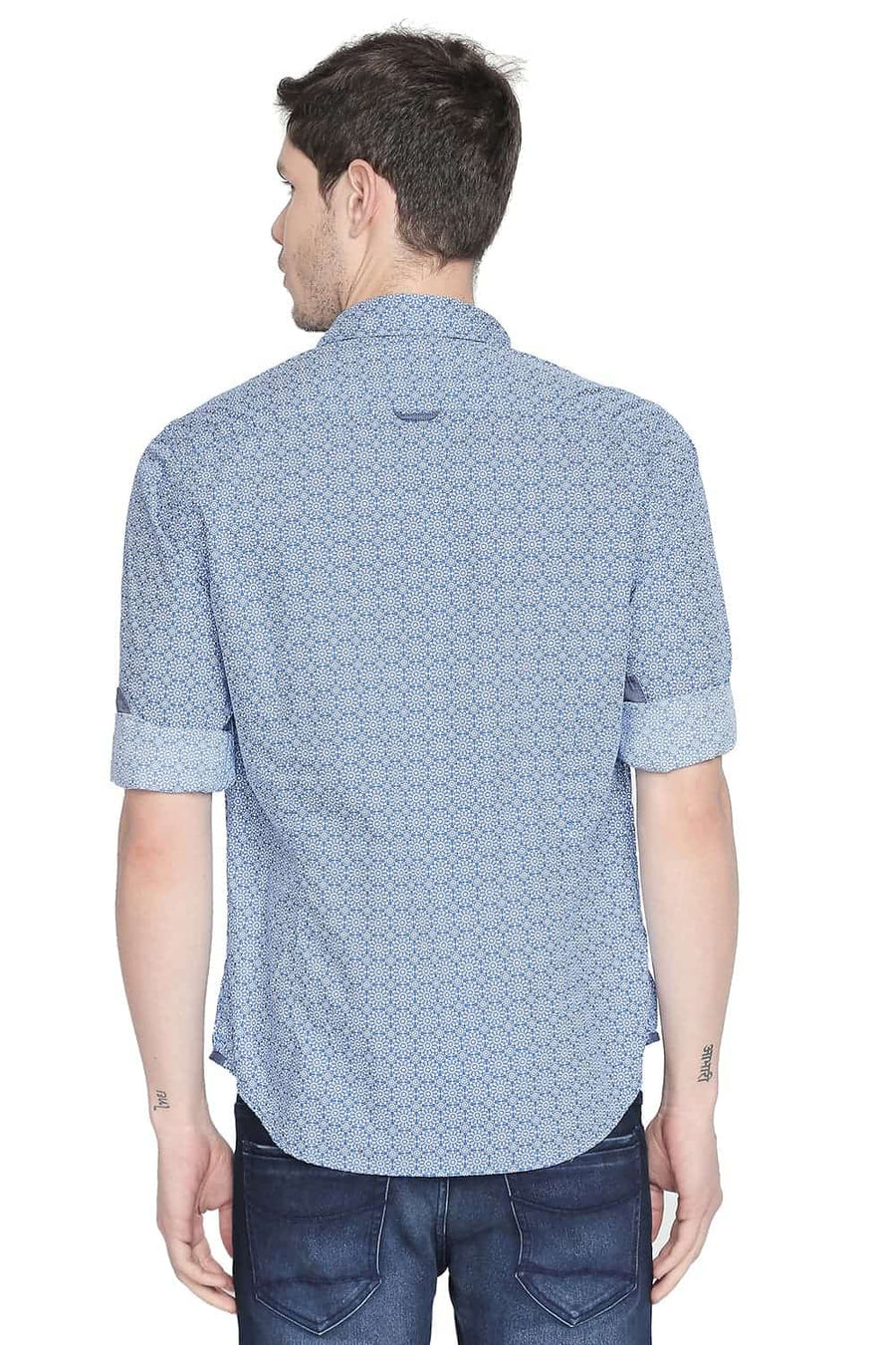 BASICS SLIM FIT IMPERIAL BLUE PRINTED SHIRT