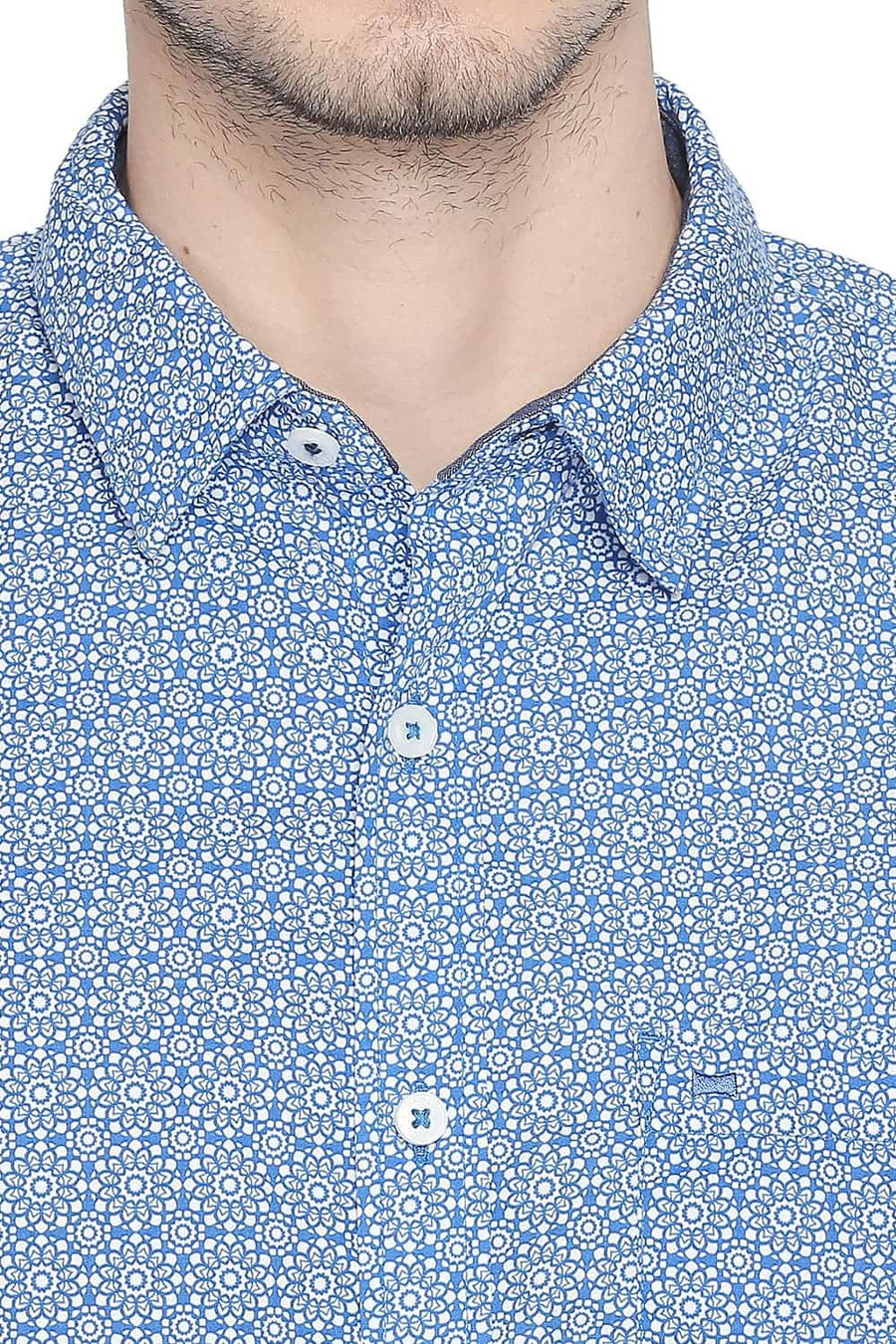 BASICS SLIM FIT IMPERIAL BLUE PRINTED SHIRT