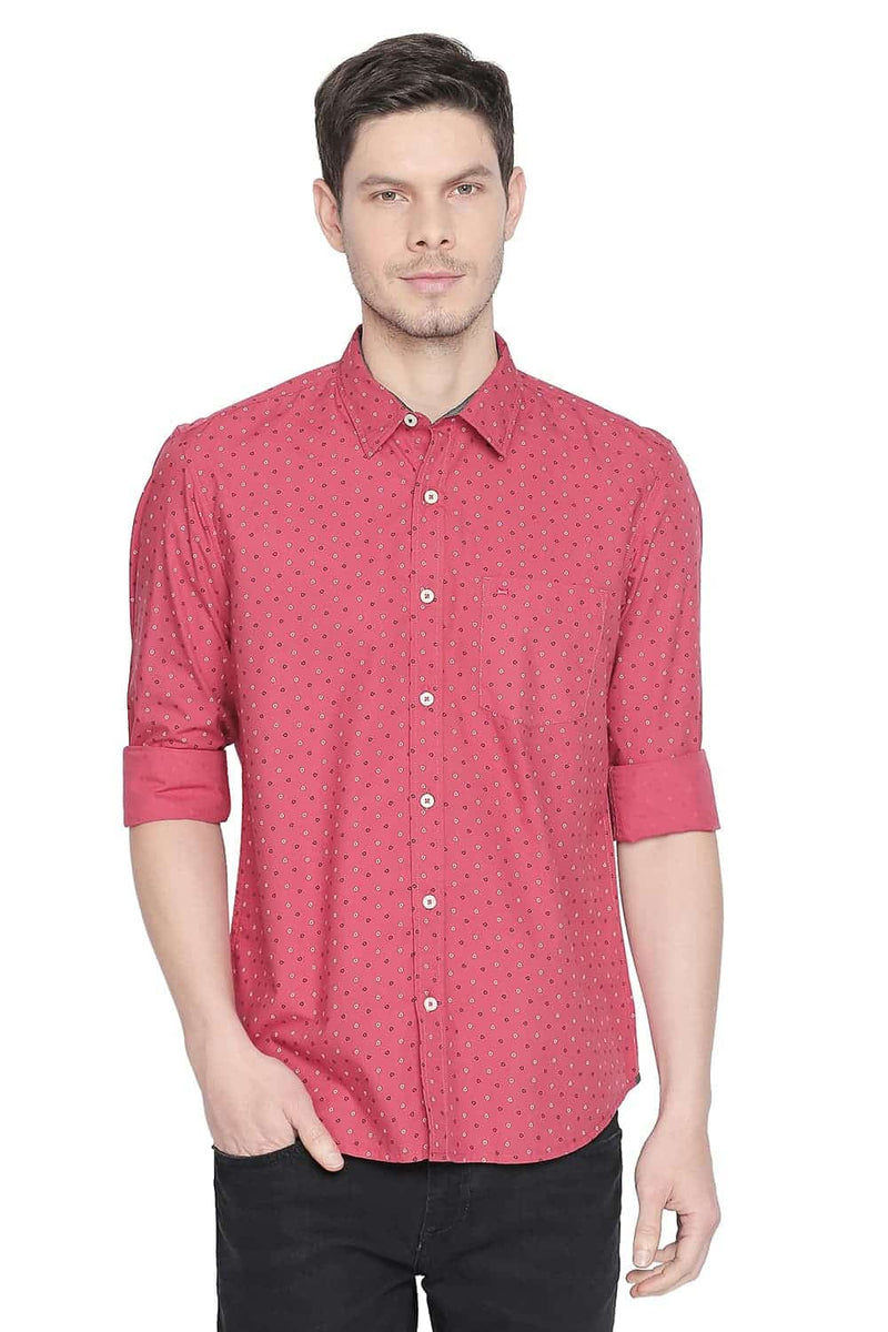 BASICS SLIM FIT PRINTED SHIRT