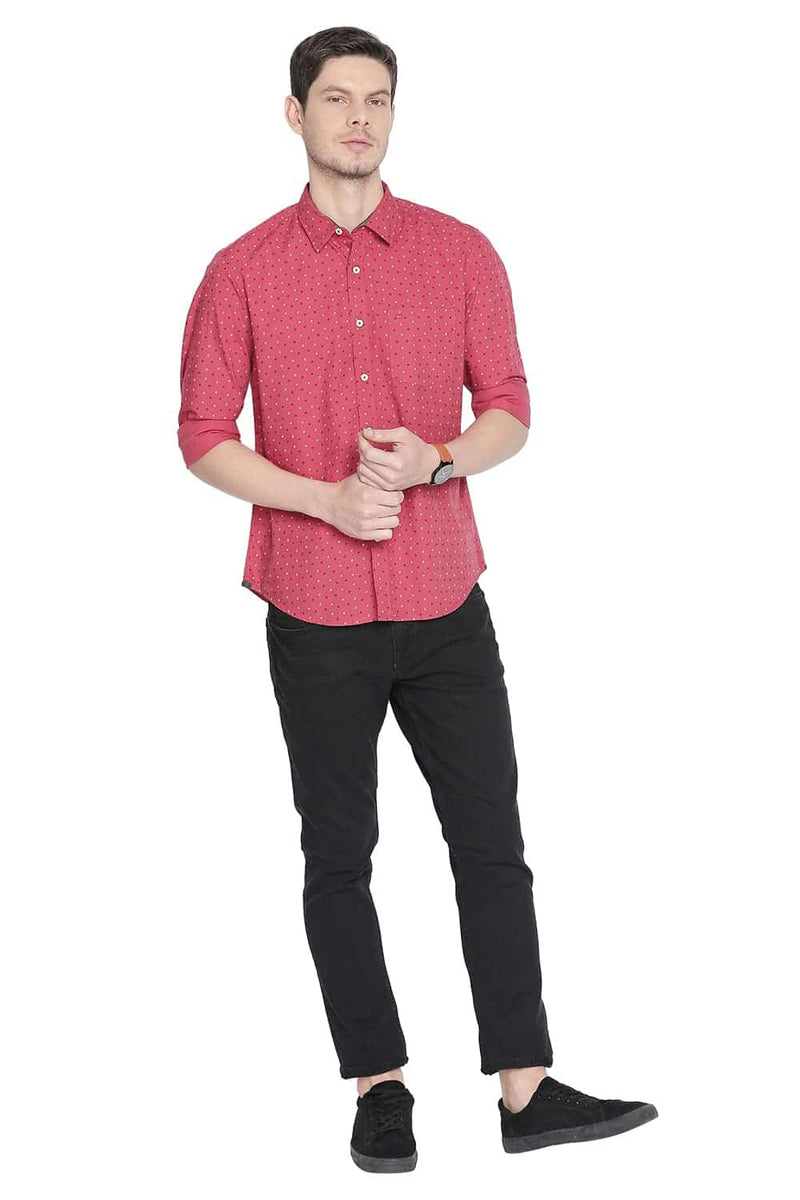 BASICS SLIM FIT PRINTED SHIRT