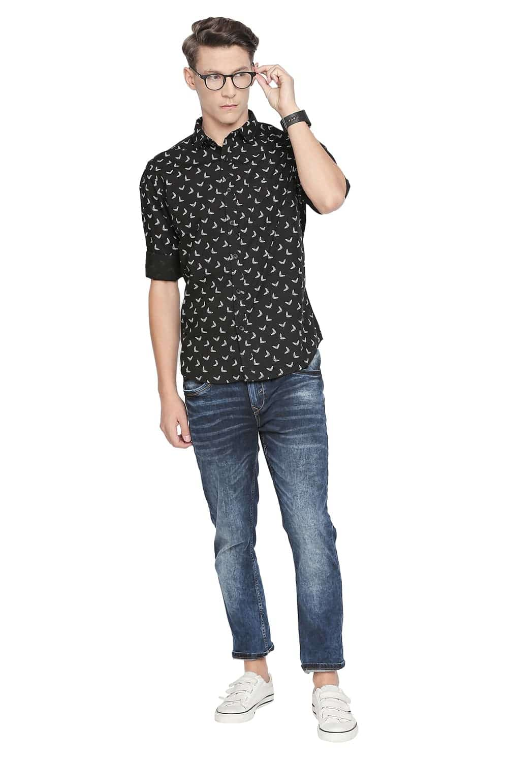 BASICS SLIM FIT PRINTED SHIRT