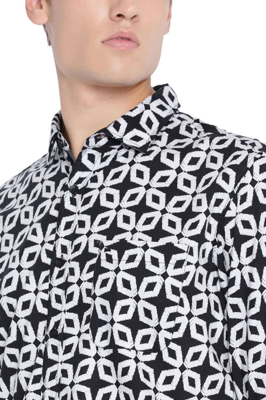 BASICS SLIM FIT MOONLESS NIGHT PRINTED SHIRT
