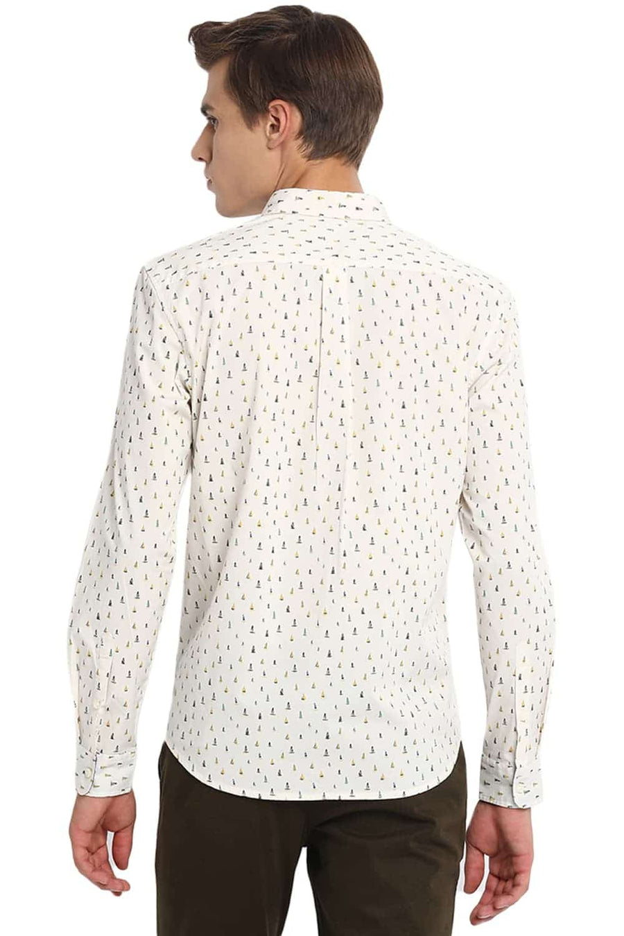 BASICS SLIM FIT ANGORA ECRU PRINTED SHIRT