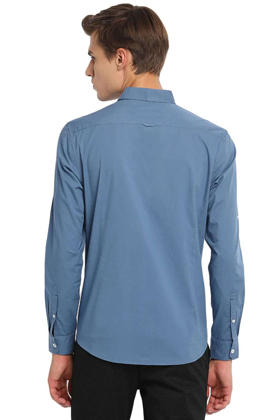 BASICS SLIM FIT HEAVEN BLUE STRETCH SHIRT