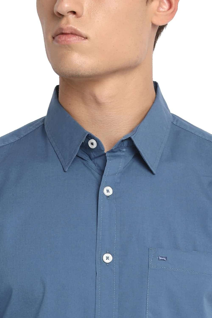 BASICS SLIM FIT HEAVEN BLUE STRETCH SHIRT