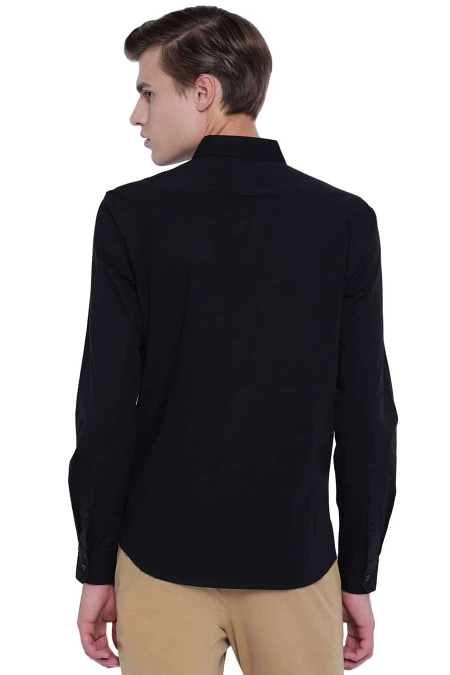 BASICS SLIM FIT METEORITE BLACK STRETCH SHIRT