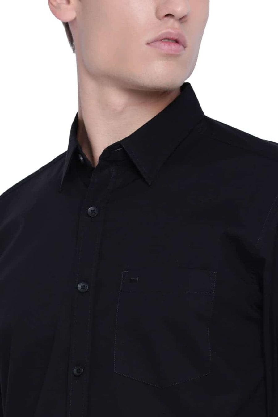 BASICS SLIM FIT METEORITE BLACK STRETCH SHIRT