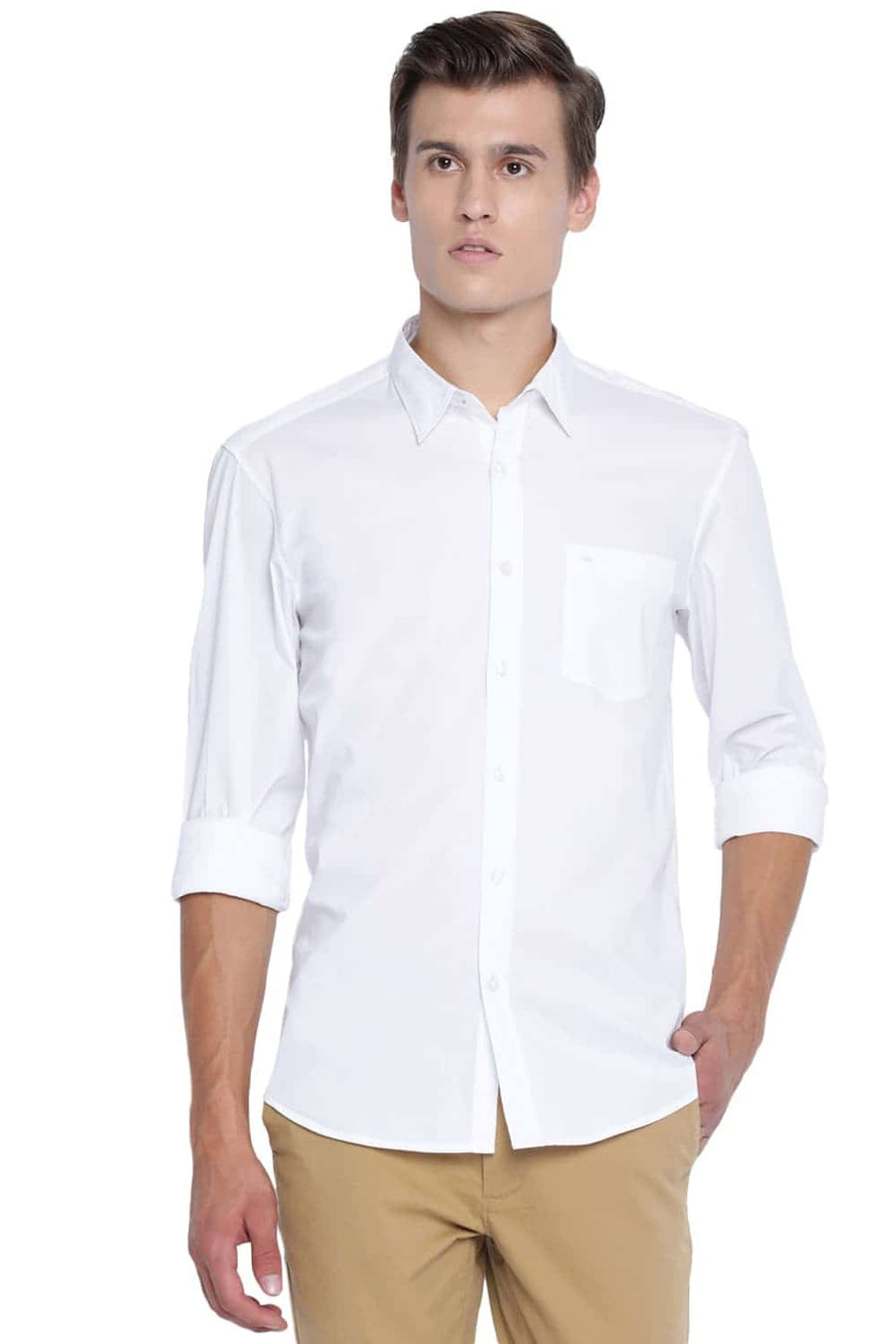BASICS SLIM FIT CLOUD WHITE STRETCH SHIRT