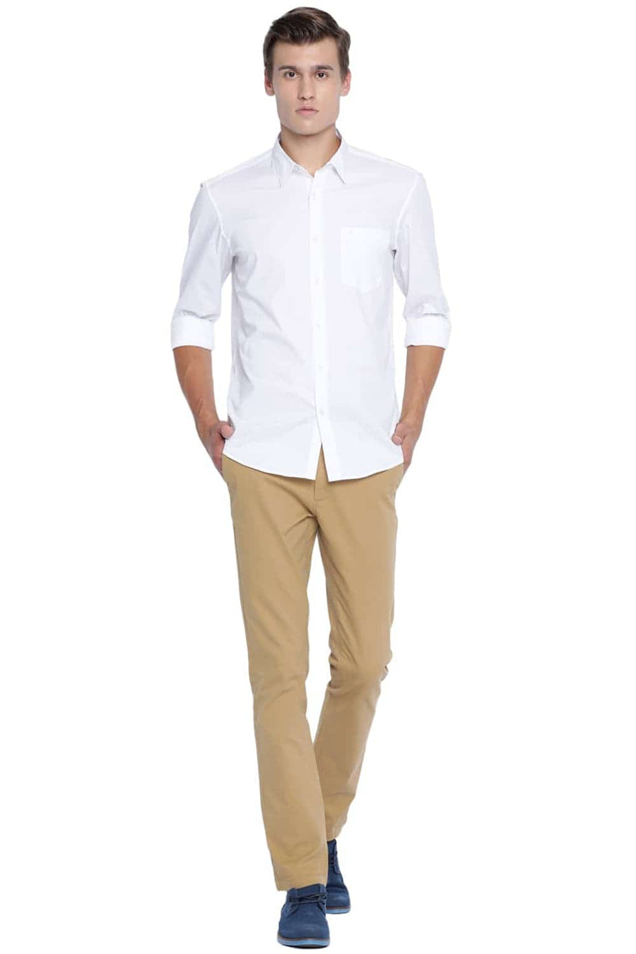 BASICS SLIM FIT CLOUD WHITE STRETCH SHIRT