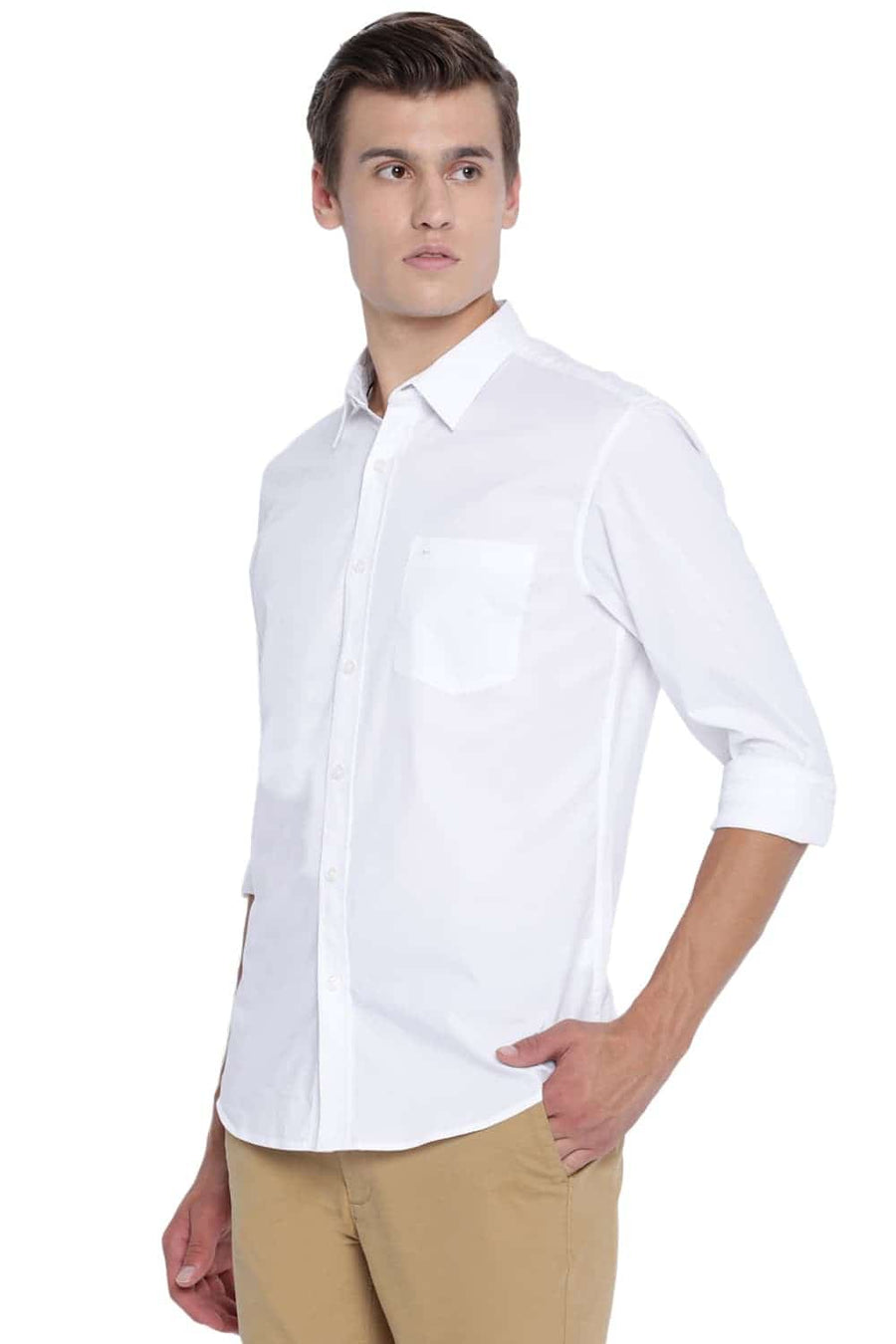 BASICS SLIM FIT CLOUD WHITE STRETCH SHIRT