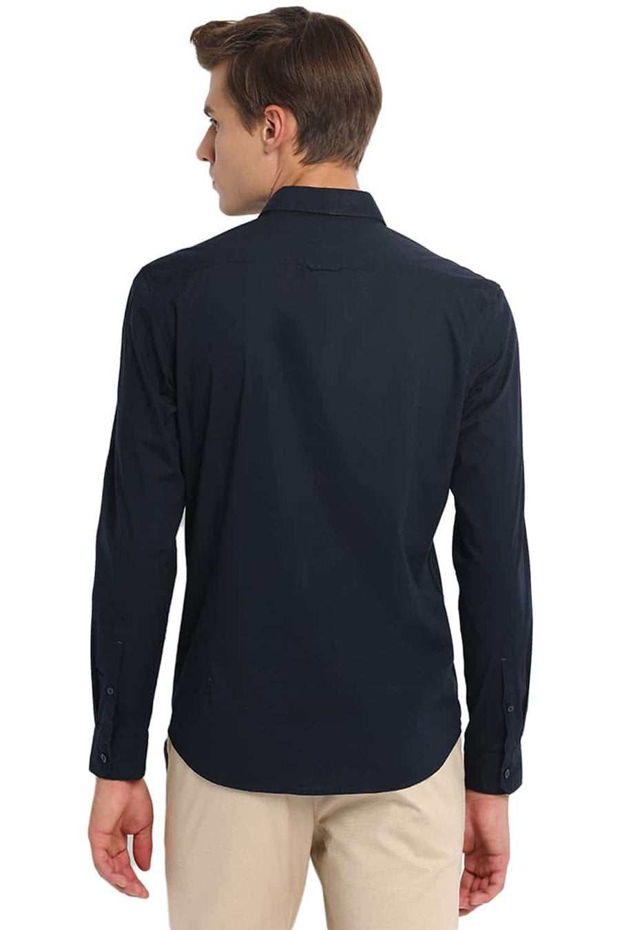 BASICS SLIM FIT ECLIPSE NAVY STRETCH SHIRT