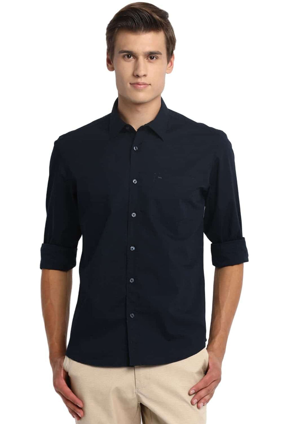 BASICS SLIM FIT ECLIPSE NAVY STRETCH SHIRT