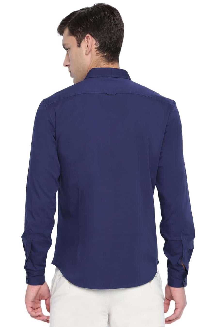 BASICS SLIM FIT MEDIEVAL NAVY STRETCH SHIRT