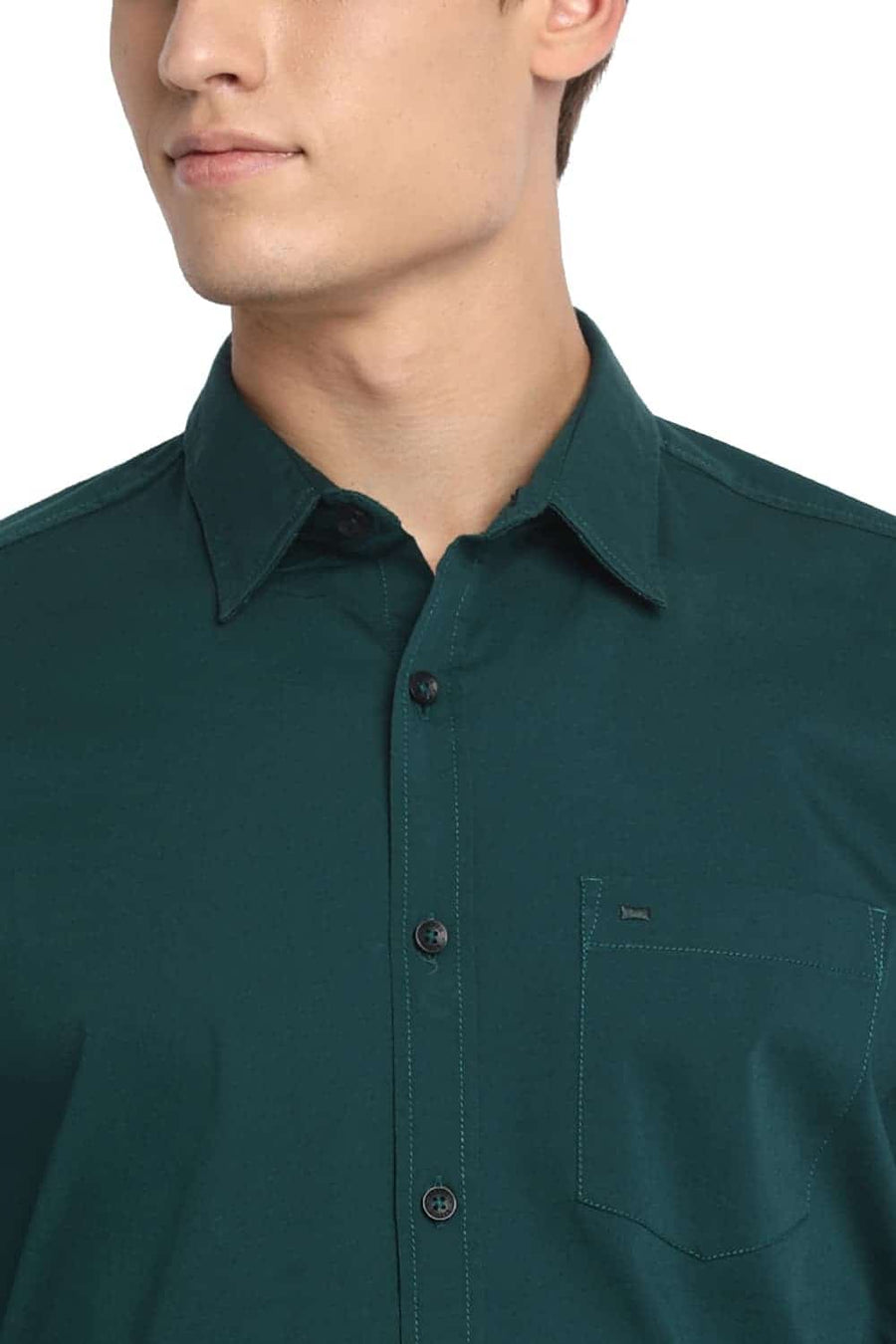 BASICS SLIM FIT STORM GREEN STRETCH SHIRT