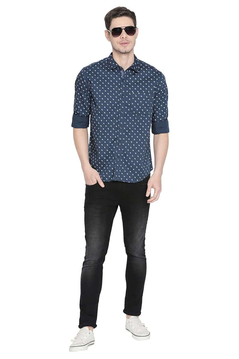 BASICS SLIM FIT PRINTED SHIRT