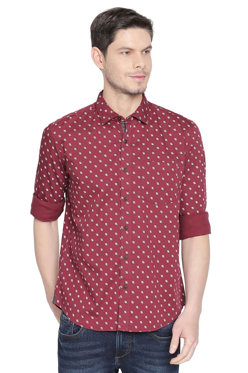 BASICS SLIM FIT PRINTED SHIRT