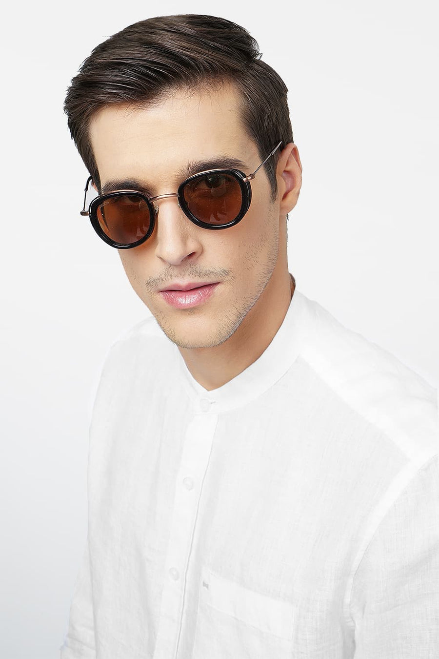 BASICS SLIM FIT WHITE LINEN SHIRT