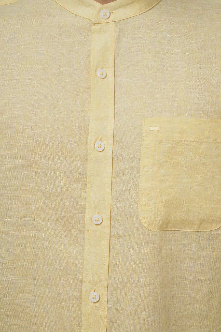 BASICS SLIM FIT YELLOW LINEN SHIRT