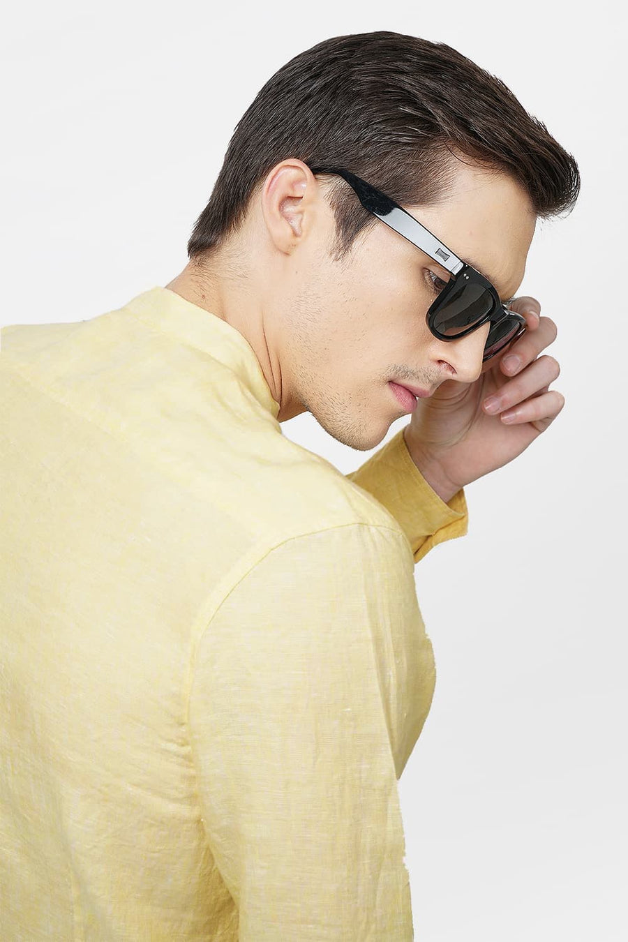 BASICS SLIM FIT YELLOW LINEN SHIRT