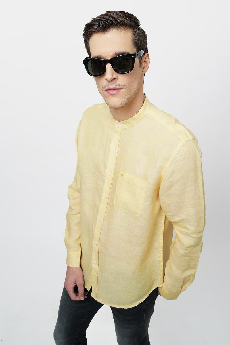 BASICS SLIM FIT LINEN SHIRT