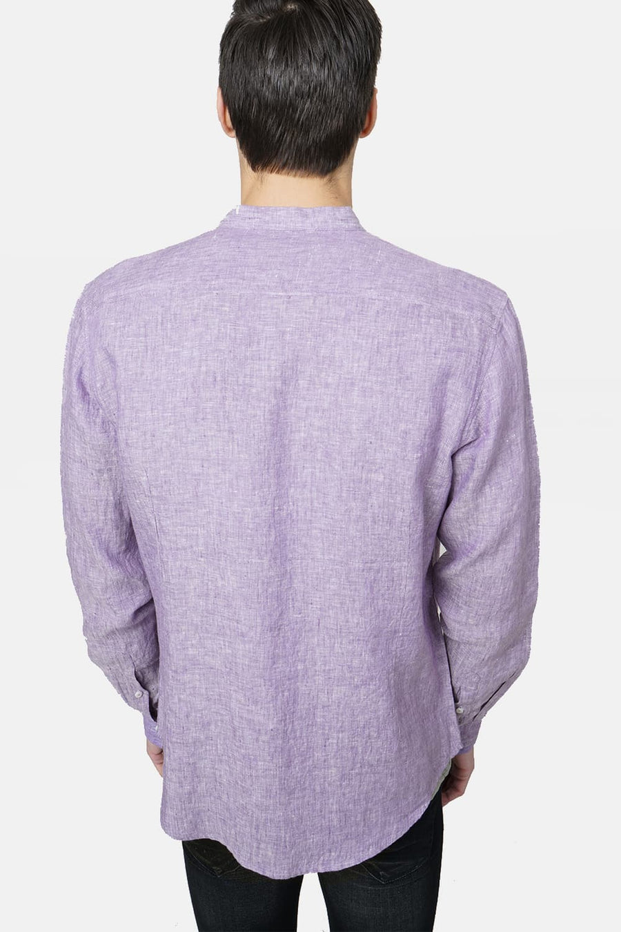 BASICS SLIM FIT PURPLE LINEN SHIRT