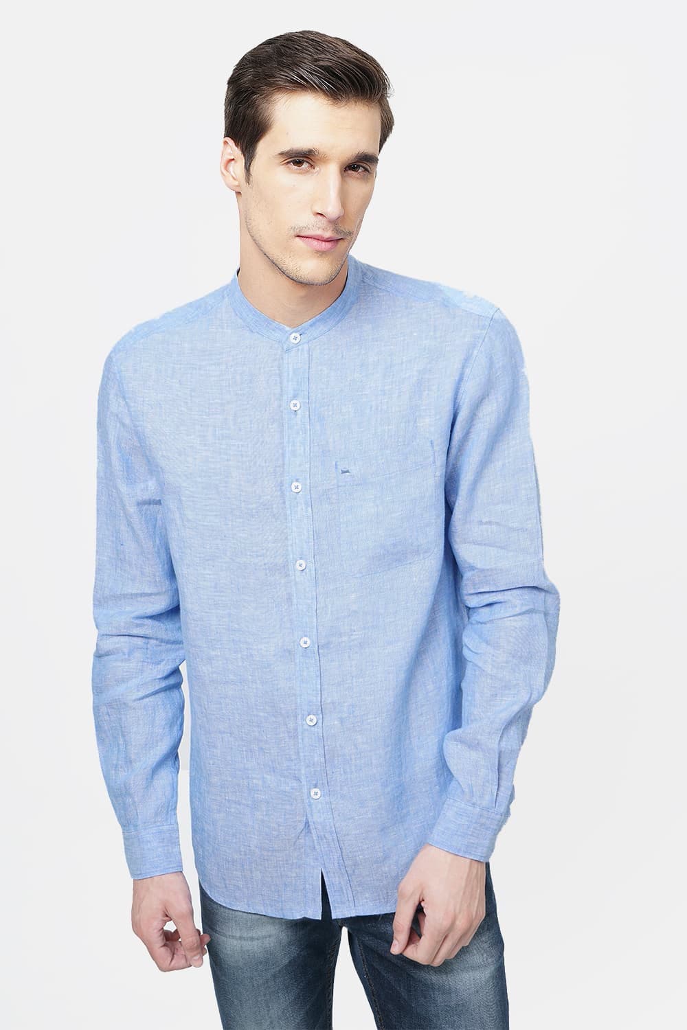 BASICS SLIM FIT LINEN SHIRT