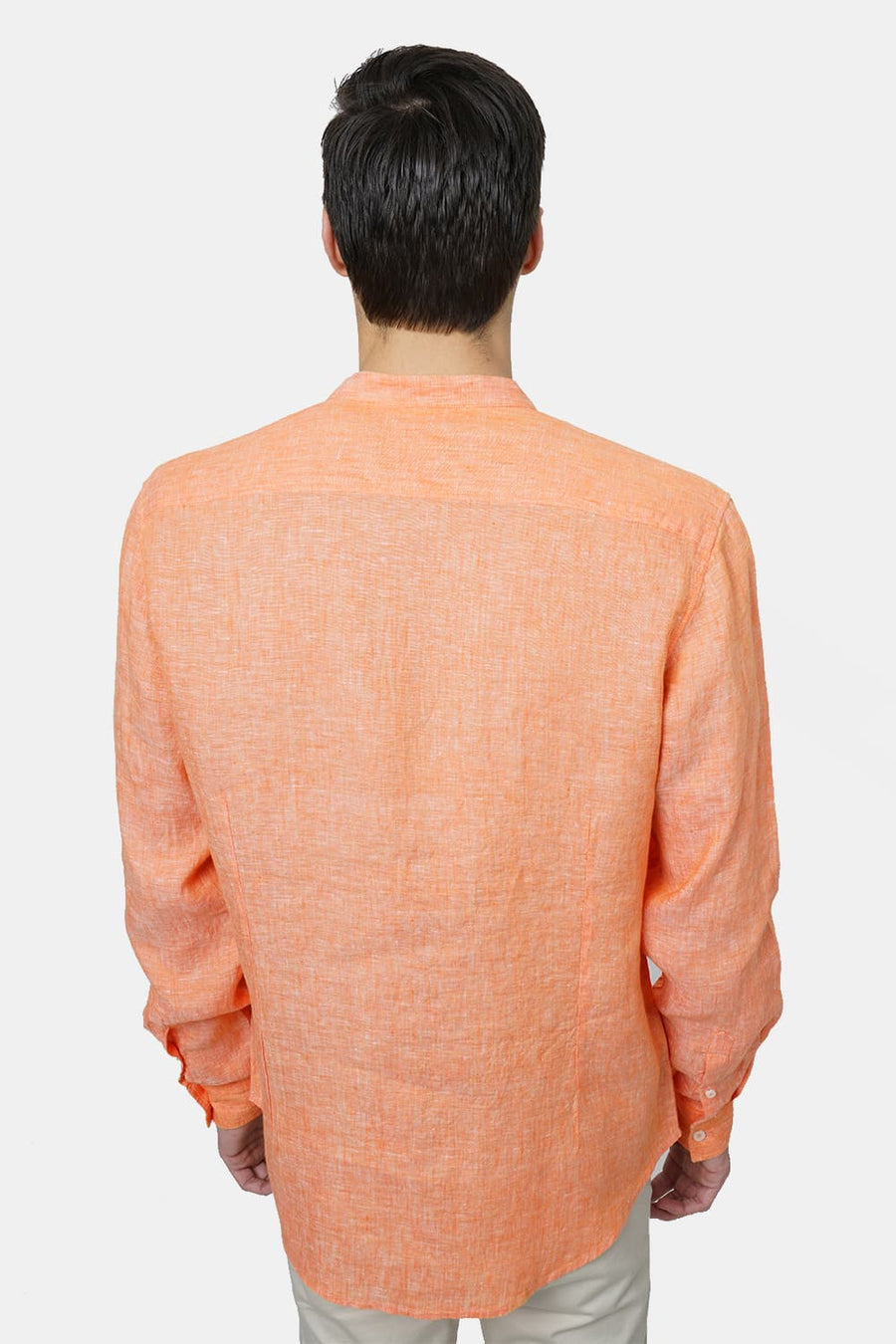 BASICS SLIM FIT ORANGE LINEN SHIRT