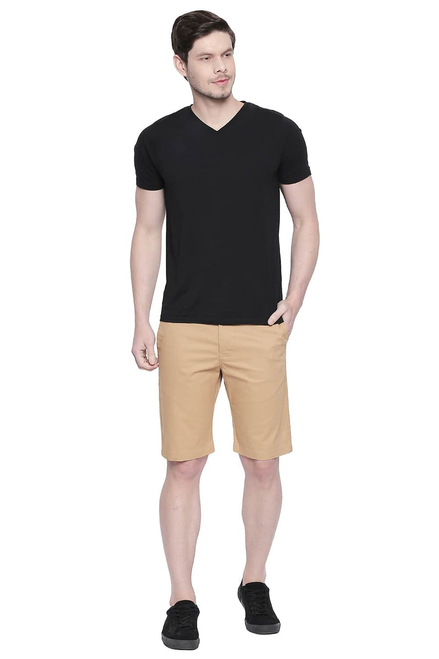 BASICS COMFORT FIT LARK TWILL STRETCH SHORTS