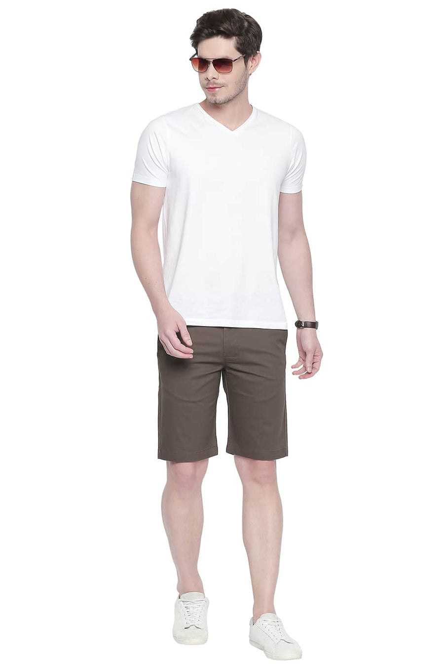 BASICS COMFORT FIT RAIN DRUM TWILL STRETCH SHORTS