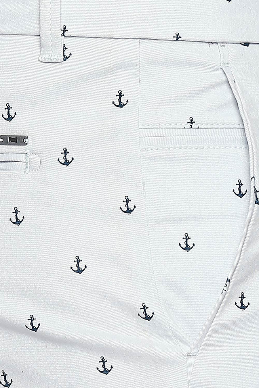BASICS COMFORT FIT PEARL BLUE PRINTED STRETCH SHORTS