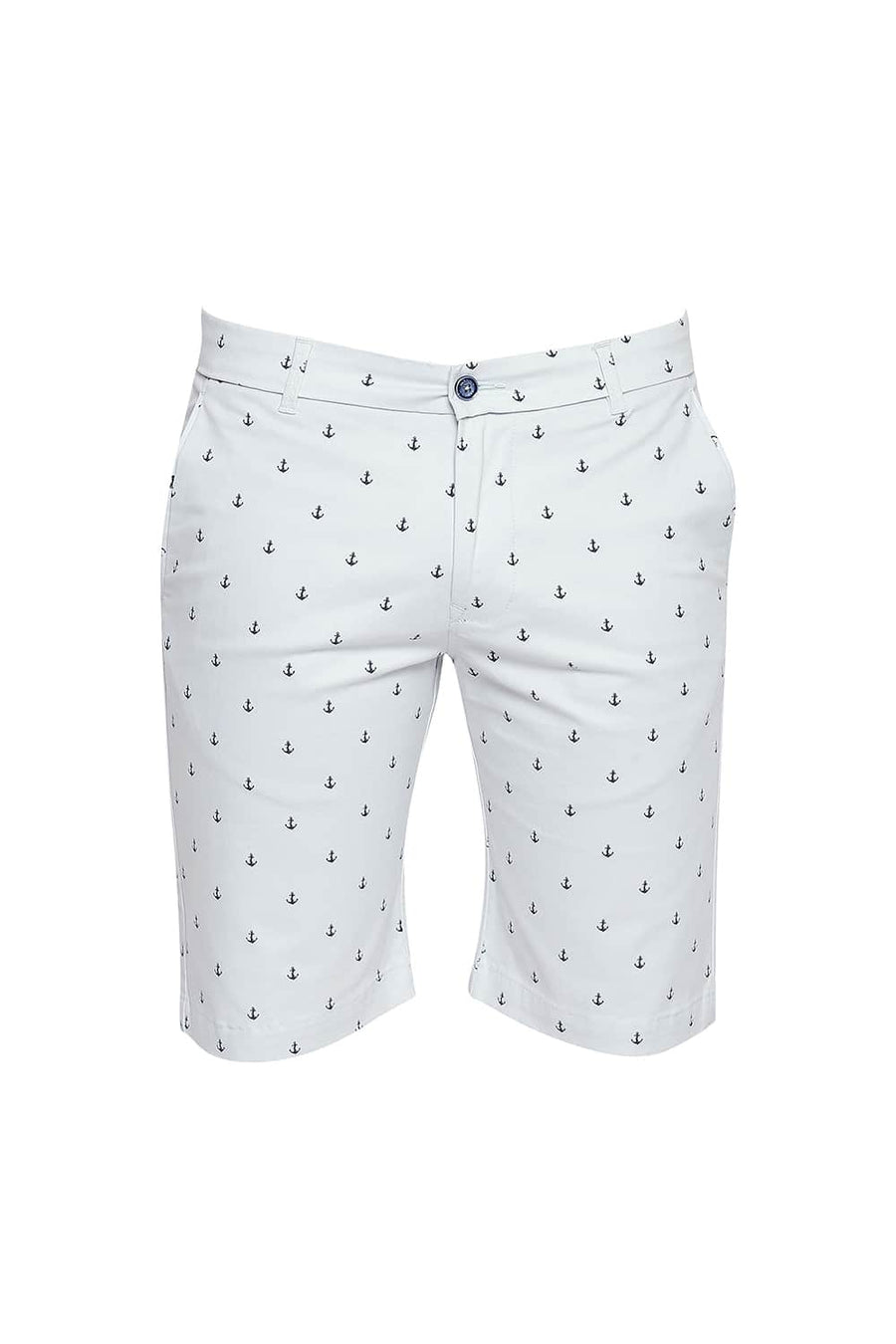 BASICS COMFORT FIT PEARL BLUE PRINTED STRETCH SHORTS